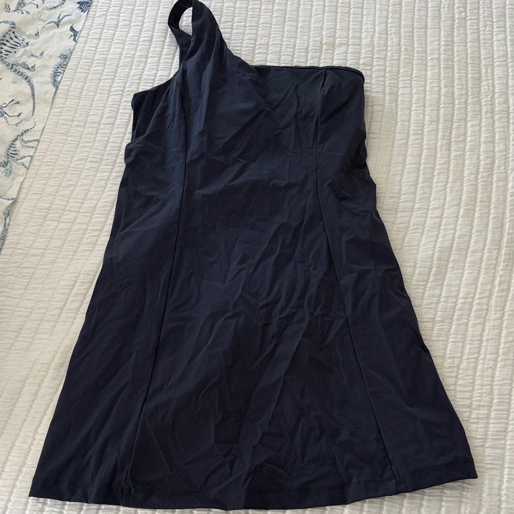 Outdoor Voices Navy One-Shoulder Dress
